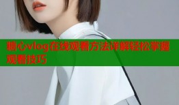糖心vlog在线观看方法详解轻松掌握观看技巧